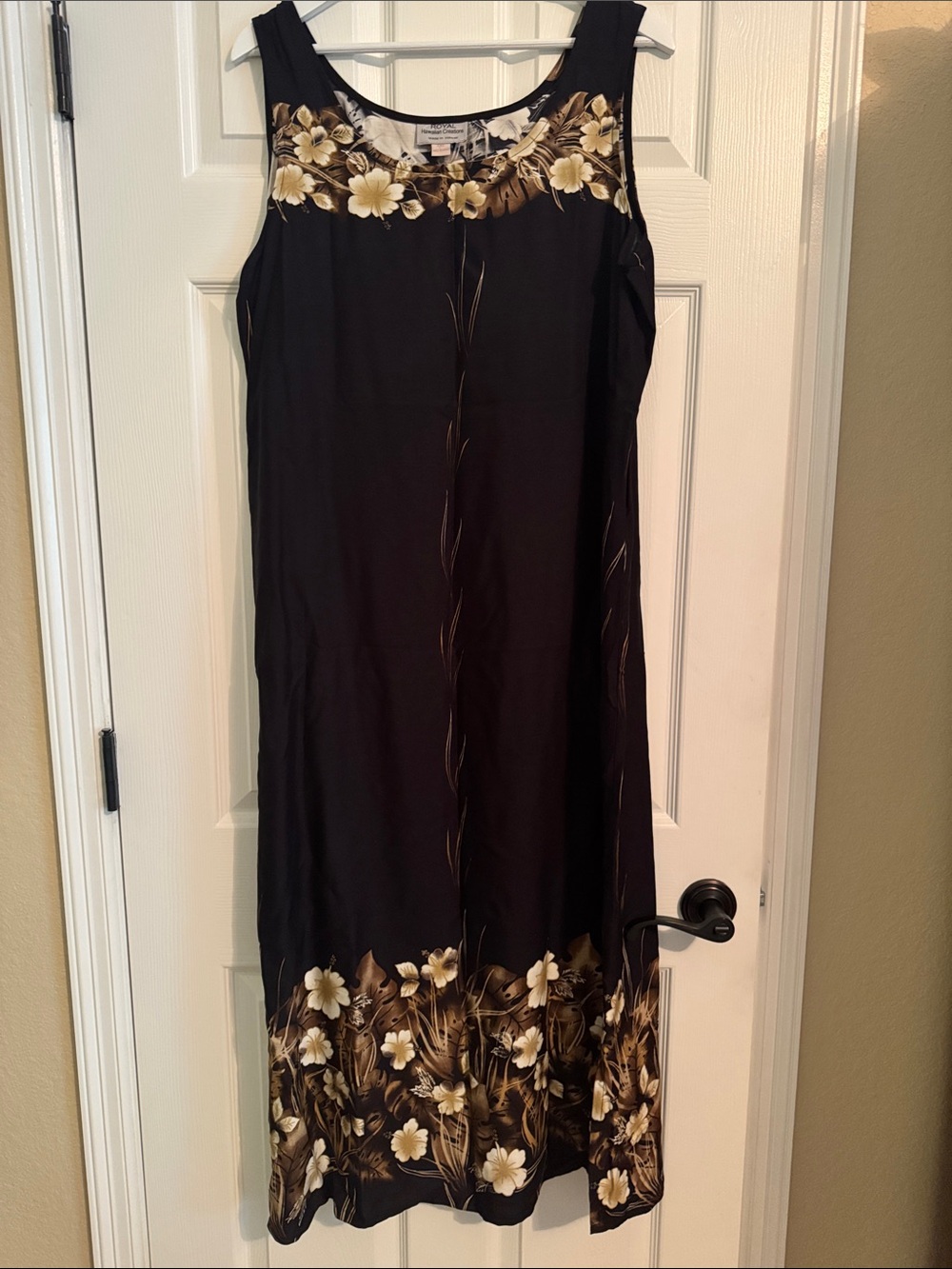 Sleeveless Black Maxi Dress with Floral Trim